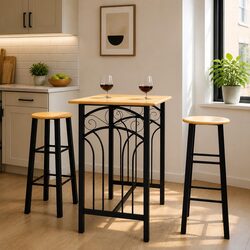 Warm Black Breakfast Dining Set with Rectangular Table