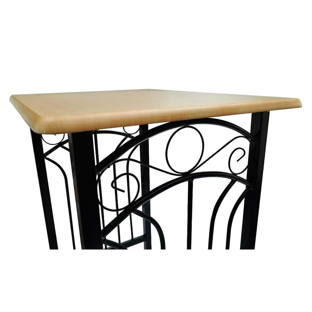 Breakfast Dining Set Rectangular Table with 2 High Stools Black Space Saving