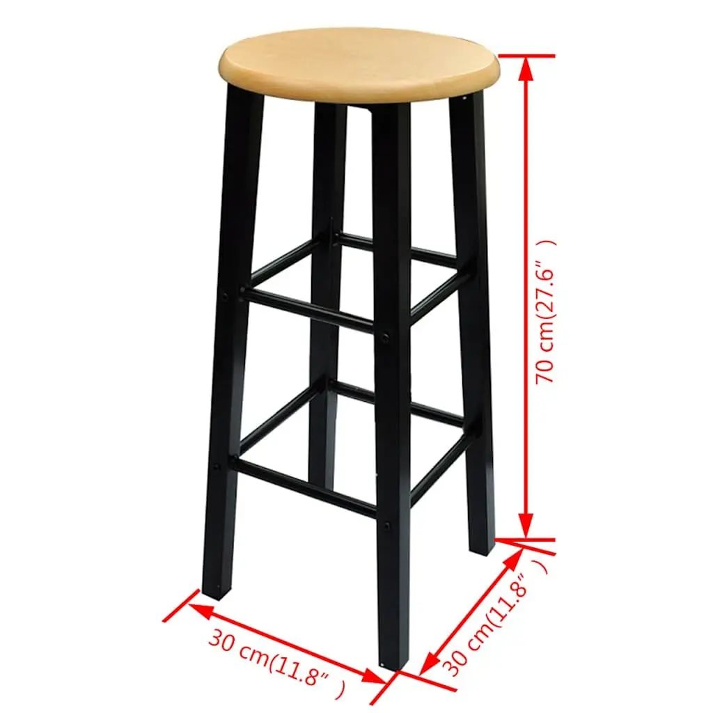 Breakfast Dining Set Rectangular Table with 2 High Stools Black Space Saving