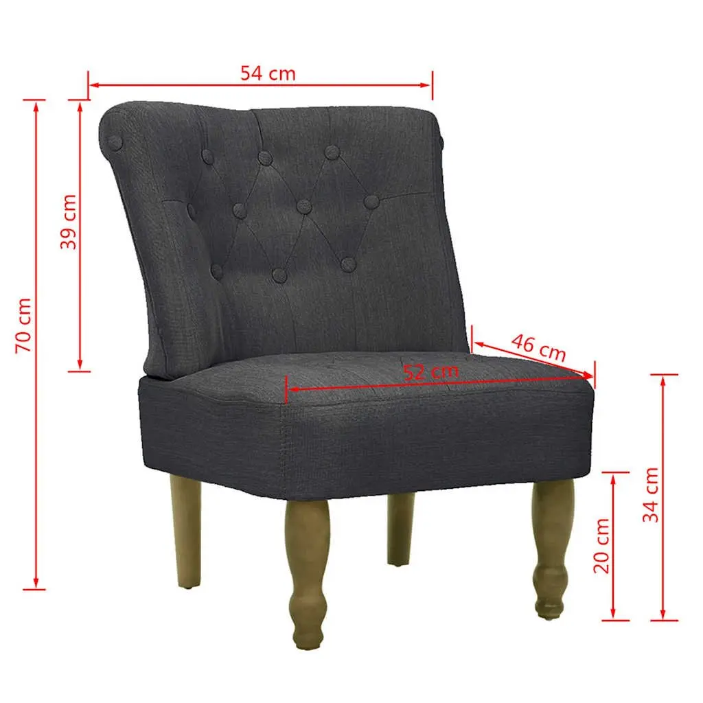French Style Grey Fabric Arm Chair