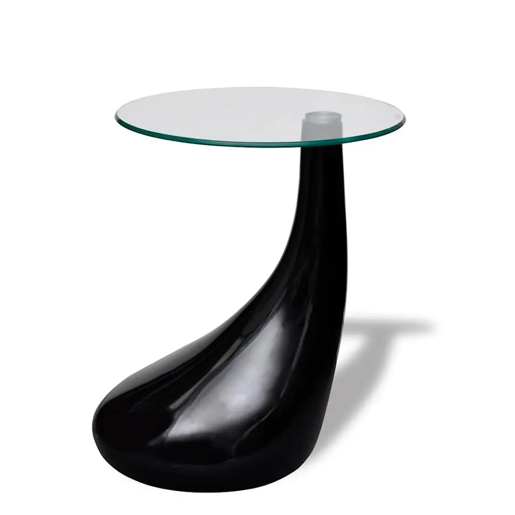 Round Glass Top Coffee Table with Water Drop Base
