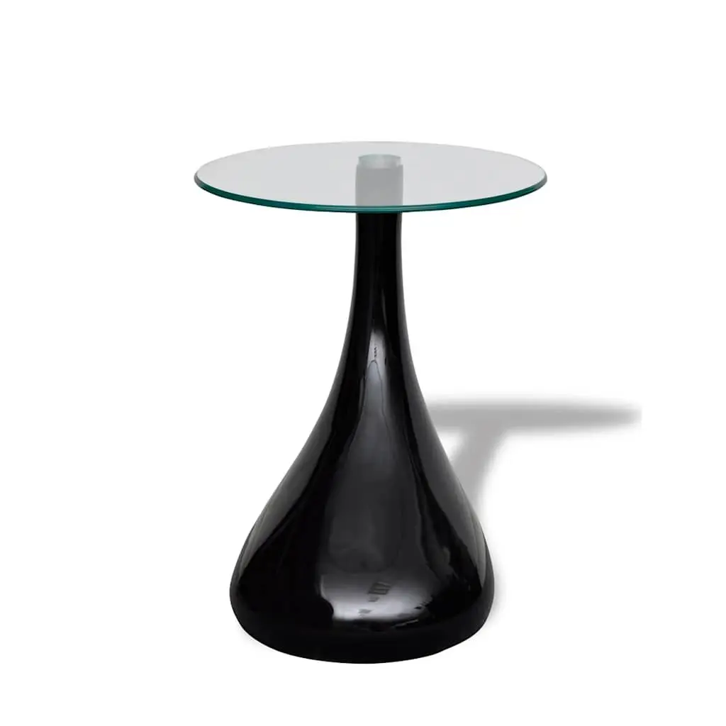 Round Glass Top Coffee Table with Water Drop Base