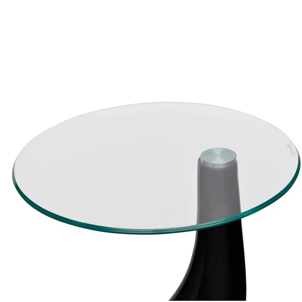 Round Glass Top Coffee Table with Water Drop Base