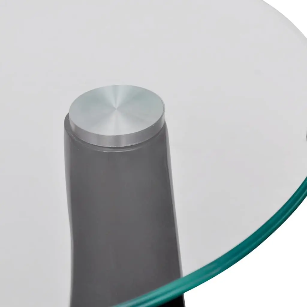 Round Glass Top Coffee Table with Water Drop Base