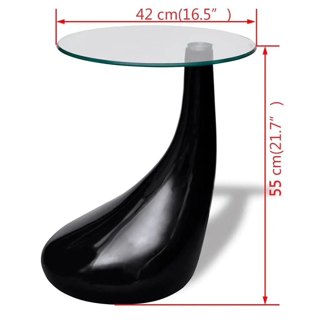 Round Glass Top Coffee Table with Water Drop Base