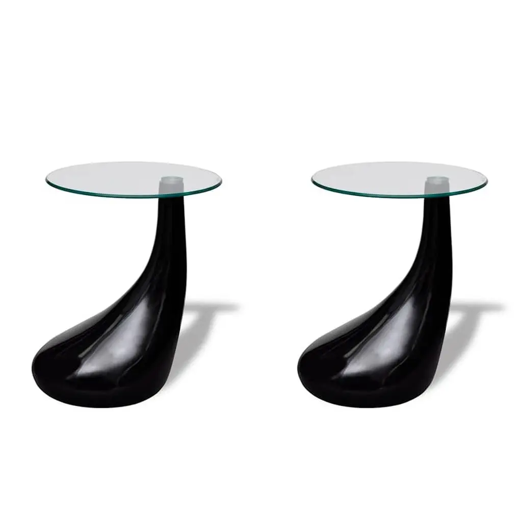 Black Coffee Table Set with Glass Tops