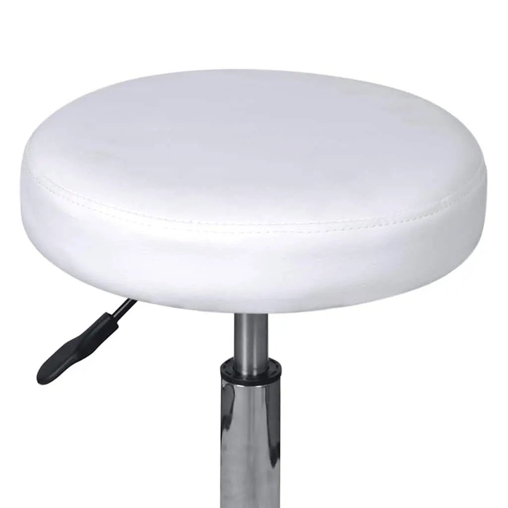 Office Stool White Adjustable Height Gas Lift Modern Lightweight