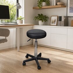 Comfortable Black Office Stool with Adjustable Height