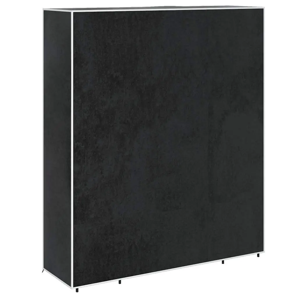 Portable Wardrobe Cabinet with Compartments Rods Black Fabric Storage Closet