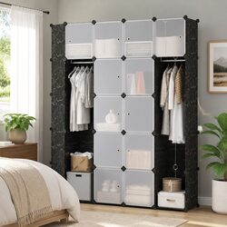Versatile Black Modular Wardrobe Storage Cabinet
