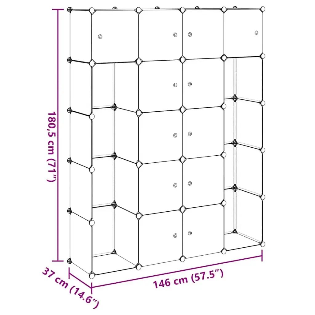 Black Modular Wardrobe Storage Cabinet