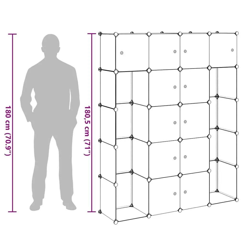 Black Modular Wardrobe Storage Cabinet