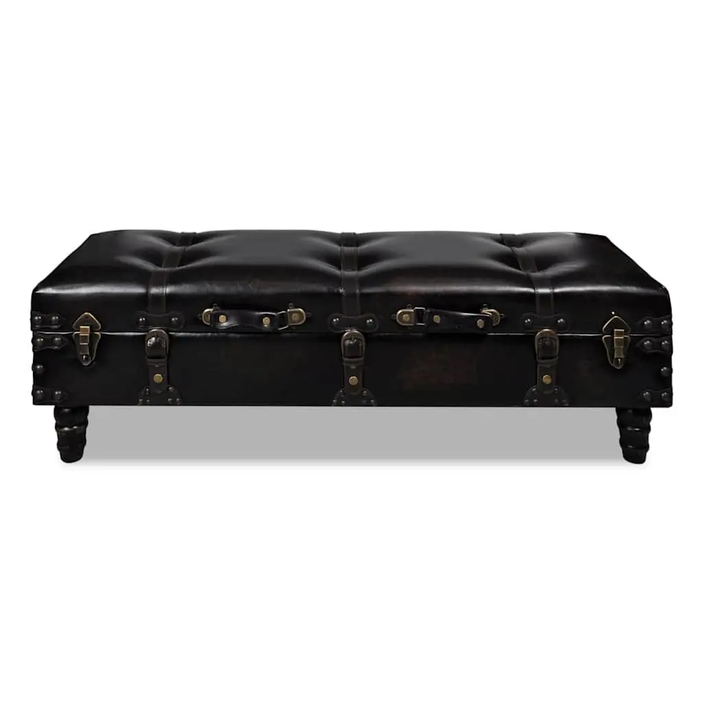 Long Storage Bench Brown Faux Leather MDF 48 Inch