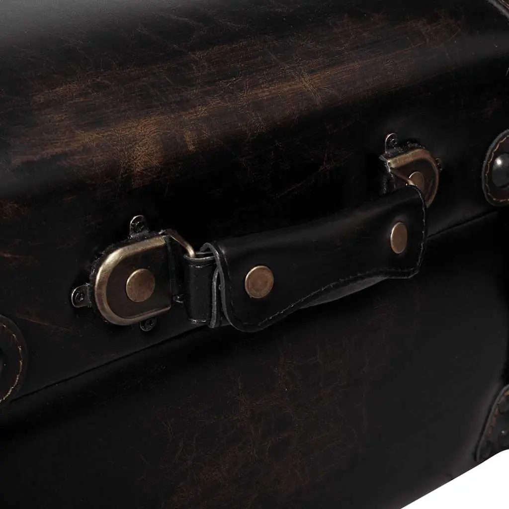 Long Storage Bench Brown Faux Leather MDF 48 Inch