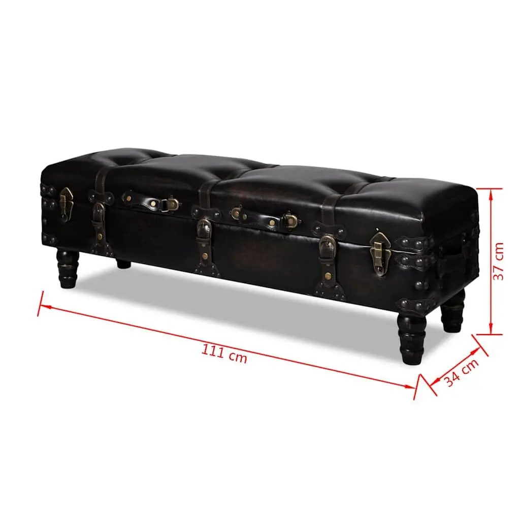Long Storage Bench Brown Faux Leather MDF 48 Inch