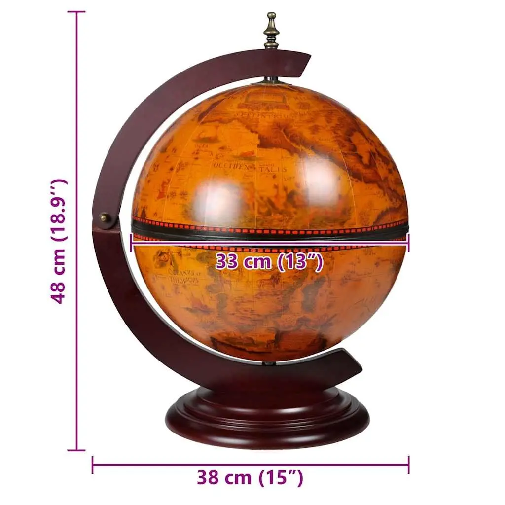 Brown Wooden Globe Bar with Rotating Storage