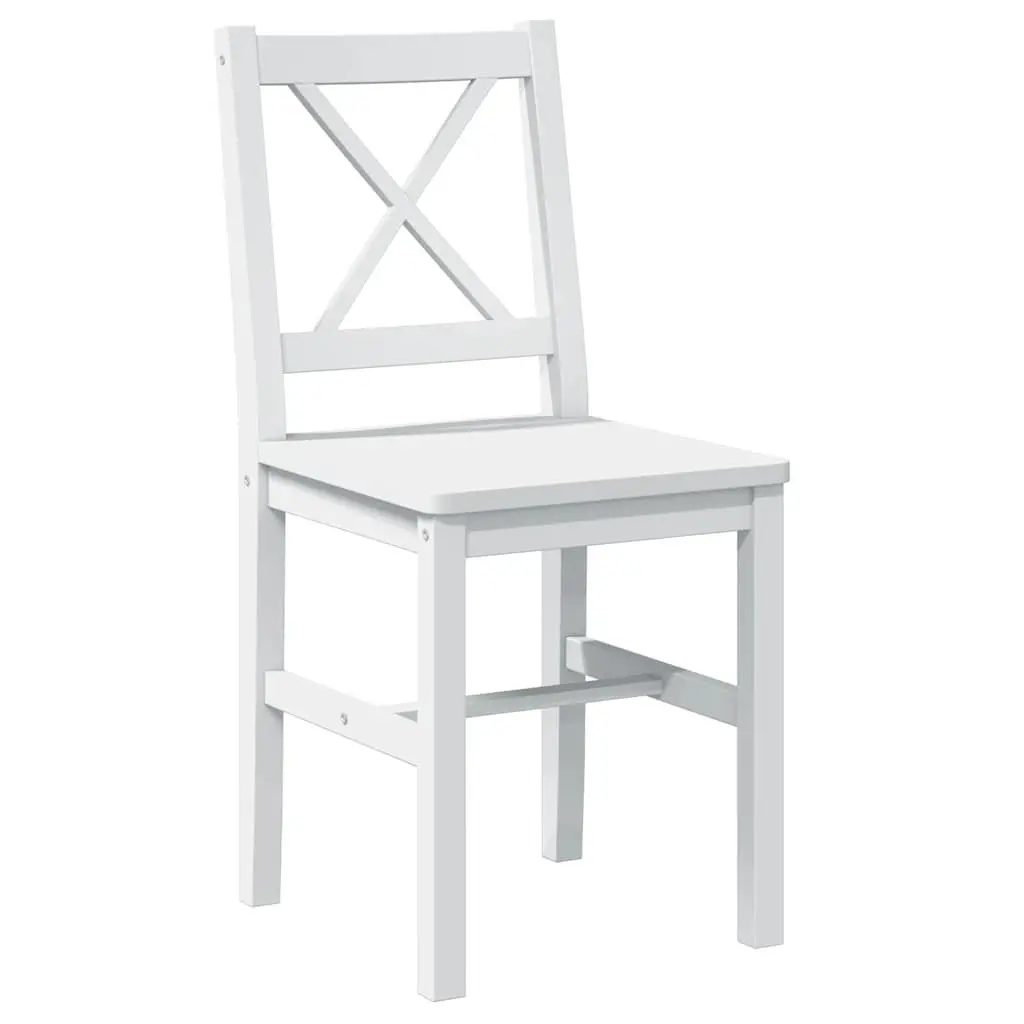 5 Piece Solid Wood Dining Set with White Finish Includes Dining Table and 4 Chairs for Kitchen Dining Room
