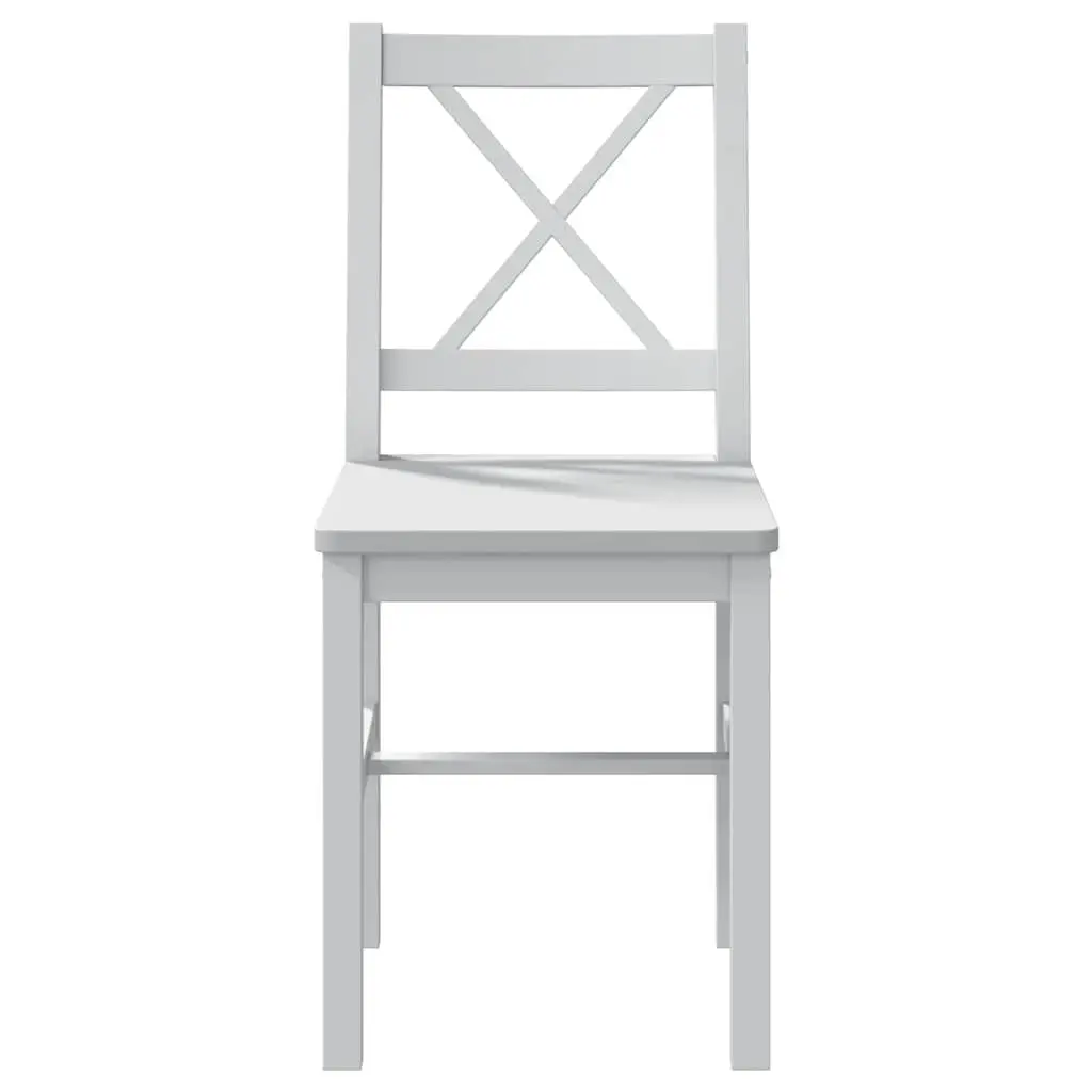 5 Piece Solid Wood Dining Set with White Finish Includes Dining Table and 4 Chairs for Kitchen Dining Room