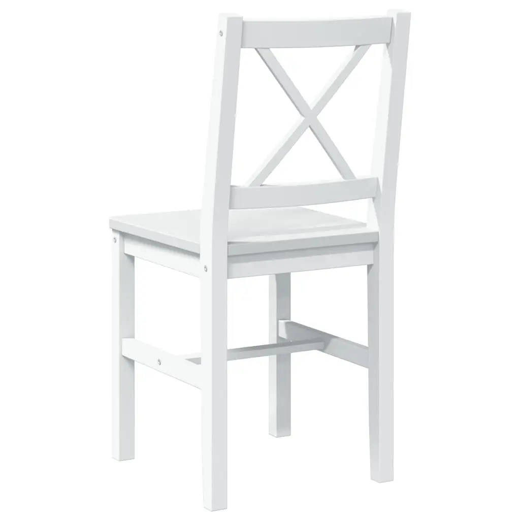 5 Piece Solid Wood Dining Set with White Finish Includes Dining Table and 4 Chairs for Kitchen Dining Room