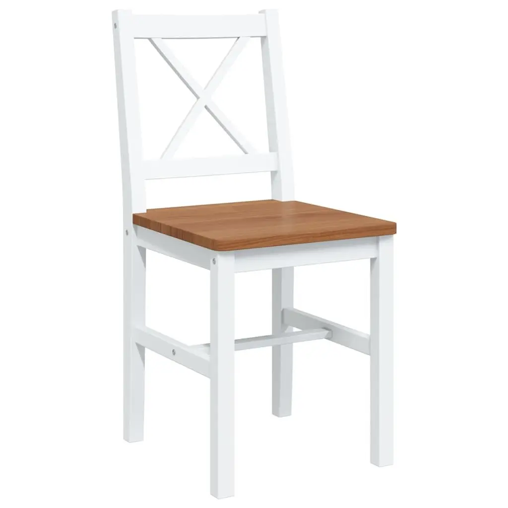 Dining Set Solid Wood Brown White 5 Piece Table and Chairs for Kitchen and Dining Room