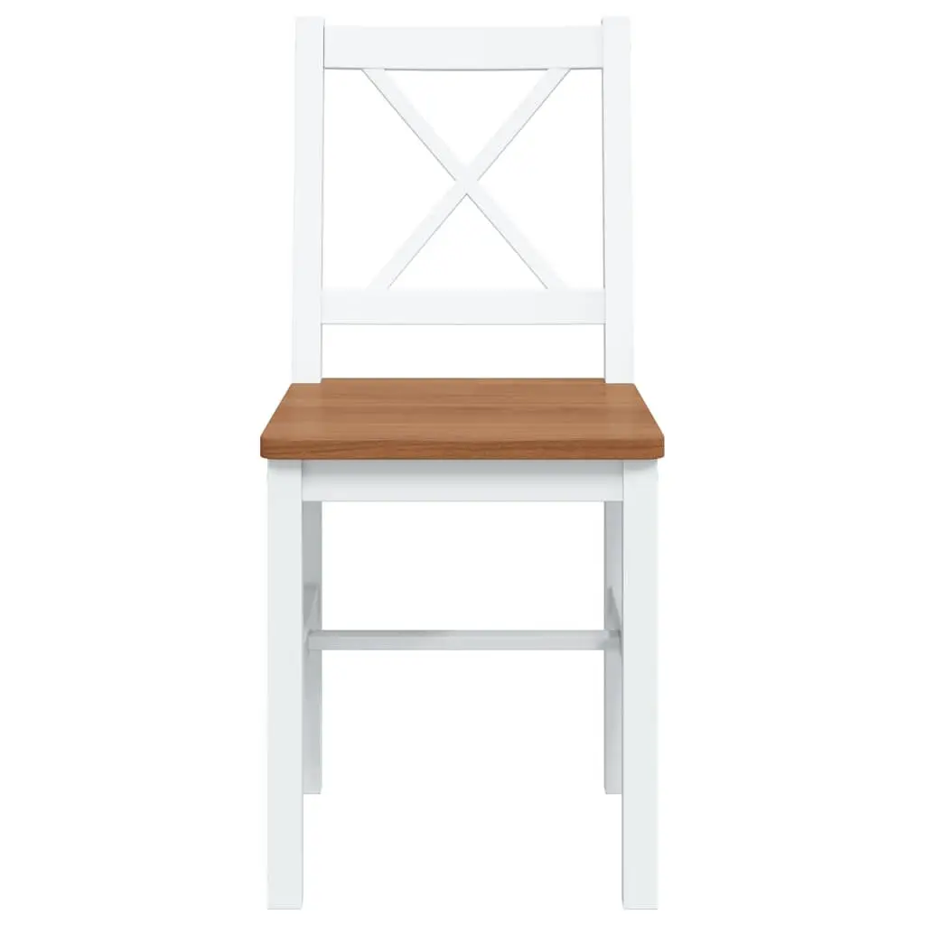 Dining Set Solid Wood Brown White 5 Piece Table and Chairs for Kitchen and Dining Room