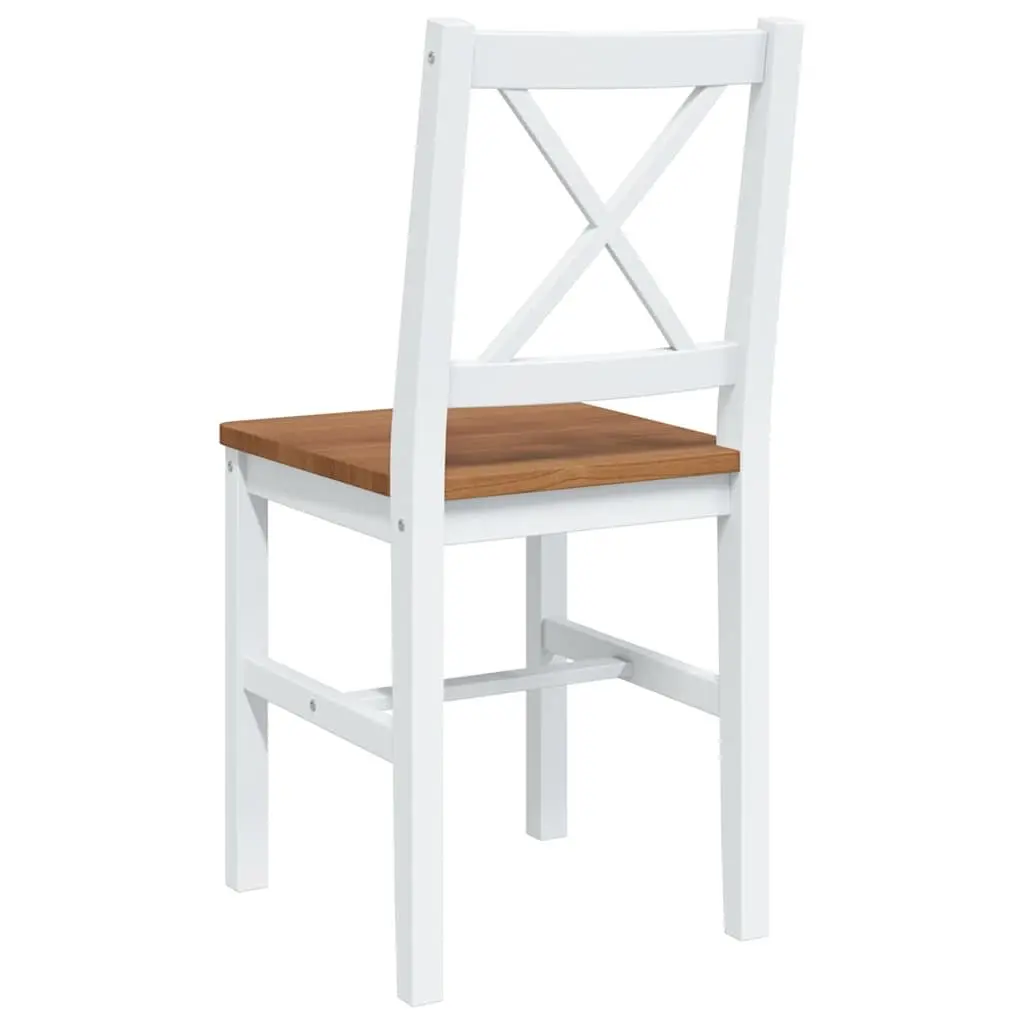 Dining Set Solid Wood Brown White 5 Piece Table and Chairs for Kitchen and Dining Room