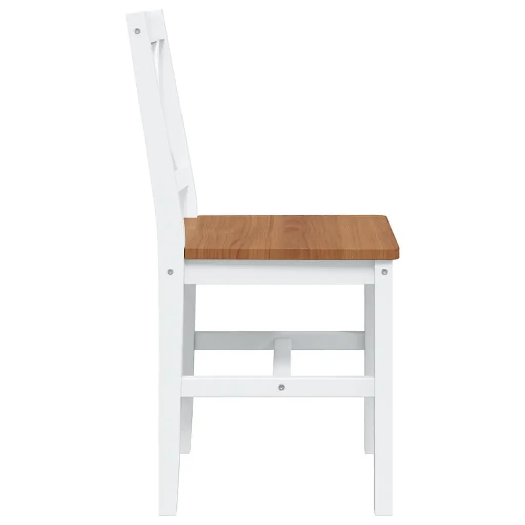 Dining Set Solid Wood Brown White 5 Piece Table and Chairs for Kitchen and Dining Room