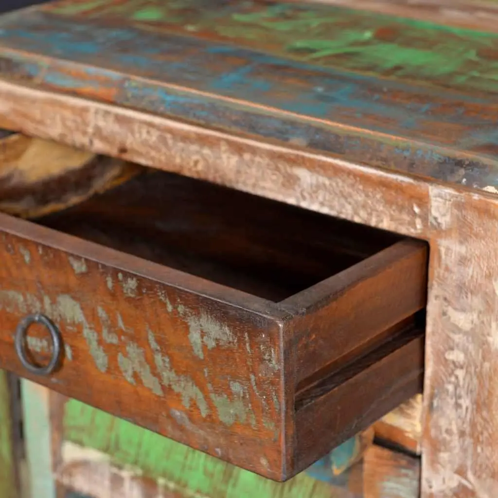 Reclaimed Wood End Table with Drawer and Door Storage Bedside Nightstand