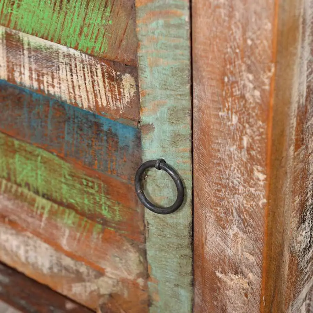 Reclaimed Wood End Table with Drawer and Door Storage Bedside Nightstand