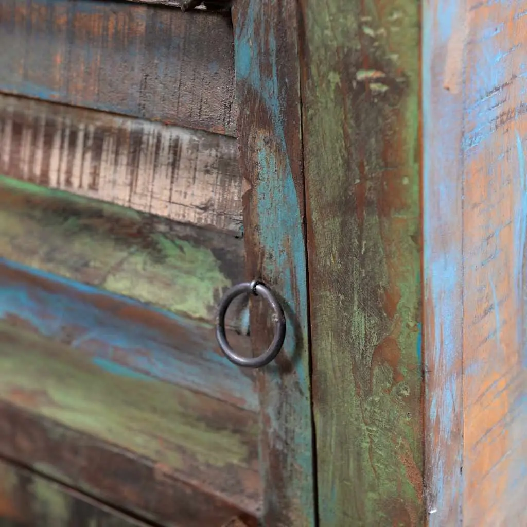Reclaimed Wood End Table with Drawer and Door Storage Bedside Nightstand