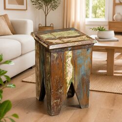 Reclaimed Wood Wooden Stool for Cozy Seating