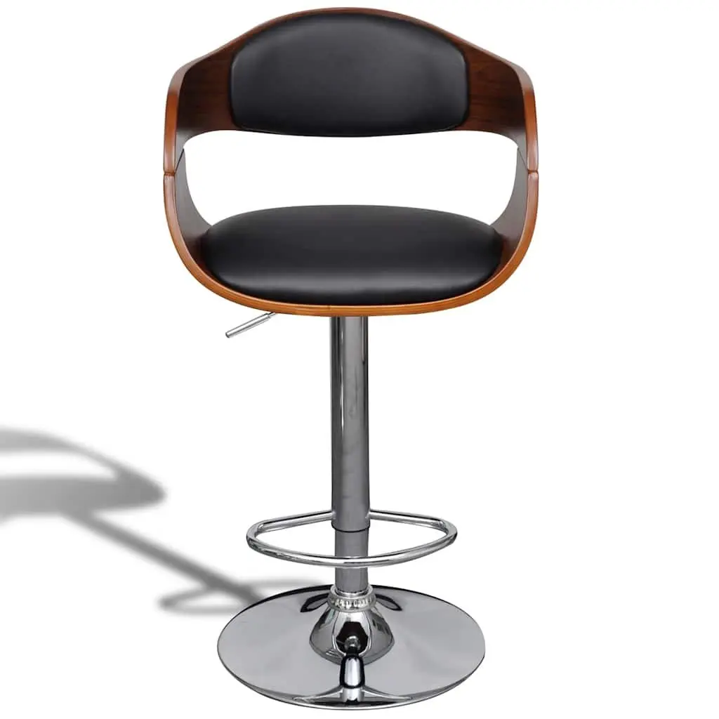 Padded Faux Leather Bar Stool with Adjustable Height
