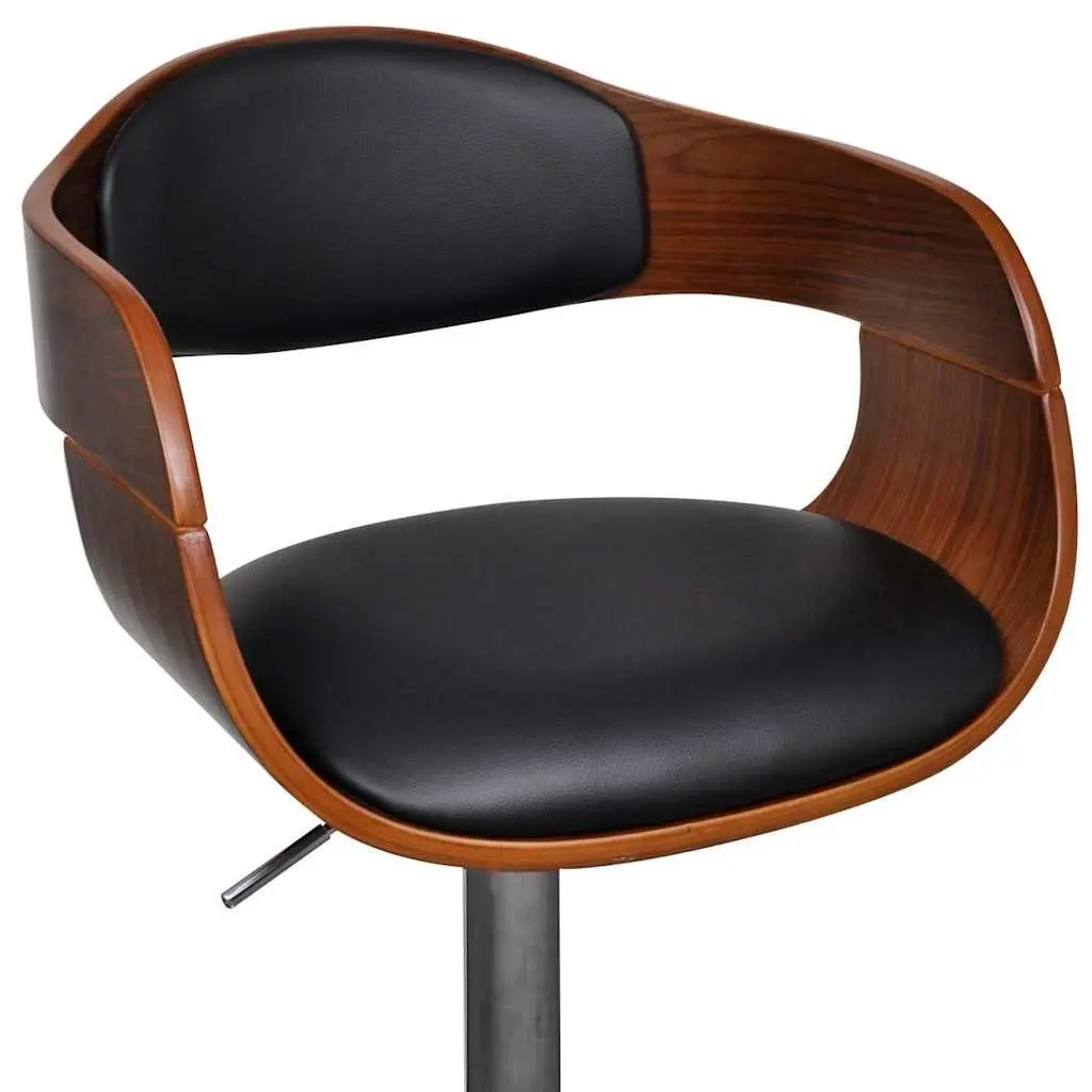 Padded Faux Leather Bar Stool with Adjustable Height