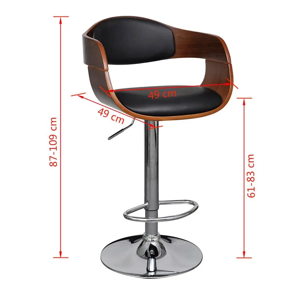 Padded Faux Leather Bar Stool with Adjustable Height