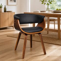 Elegant Bent Wood Dining Chair with Faux Leather Seat