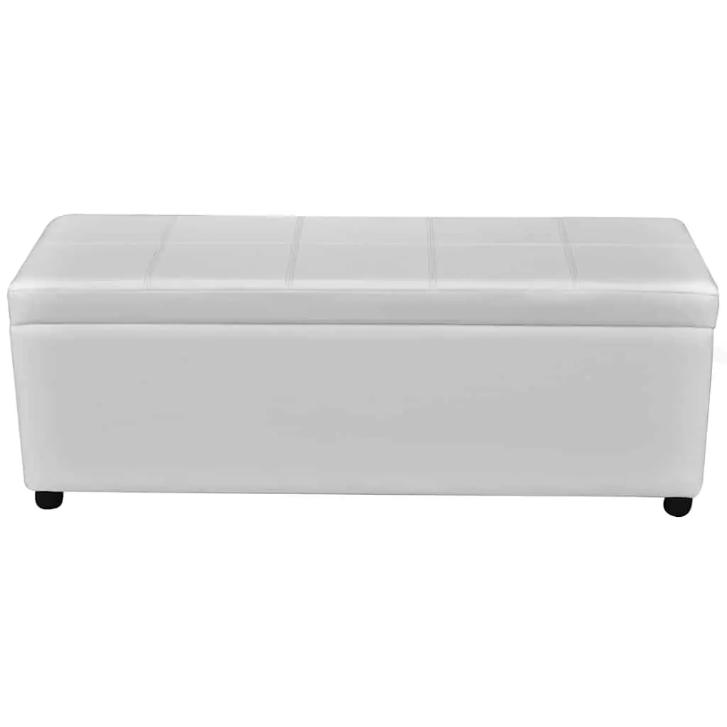 Long Storage Bench White Wood Padded Seat Entryway Hallway Hidden Storage Chest