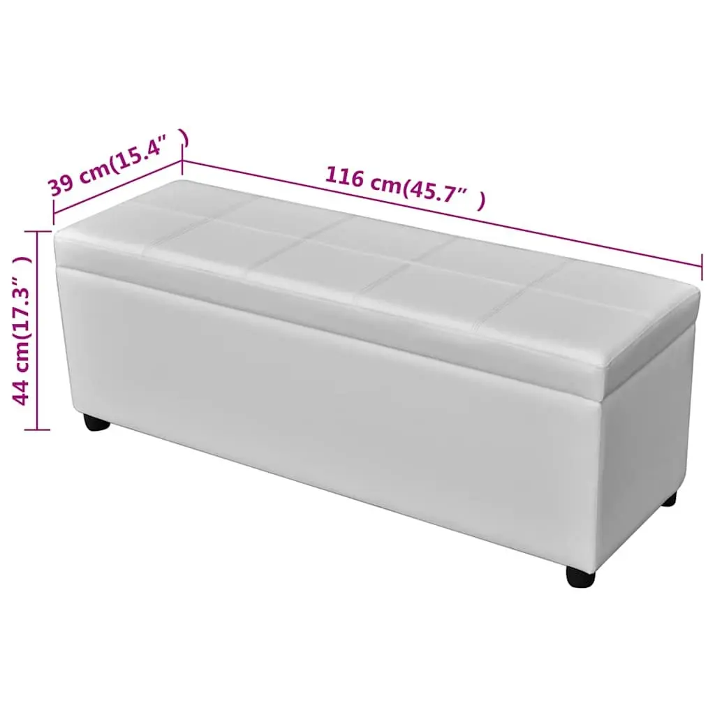 Long Storage Bench White Wood Padded Seat Entryway Hallway Hidden Storage Chest