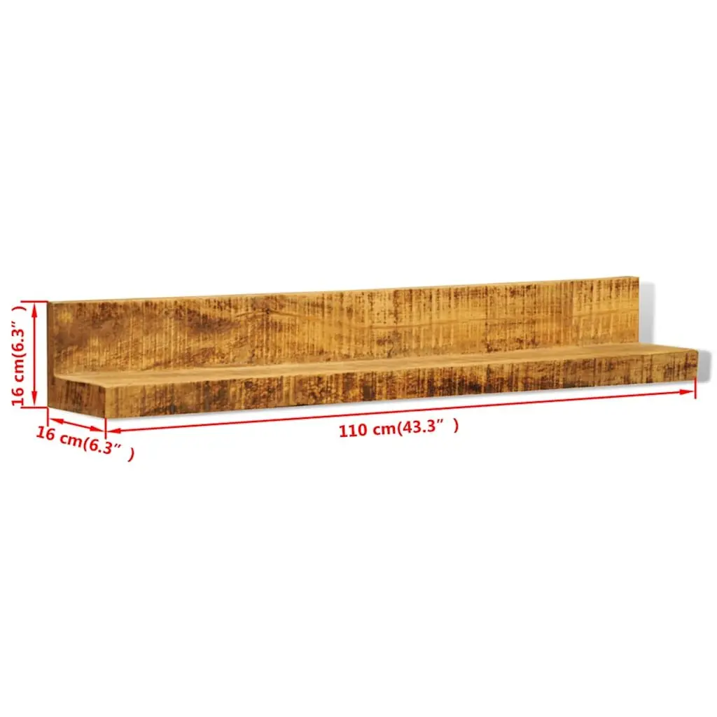 Set of 2 Solid Wood Wall Mounted Display Shelves