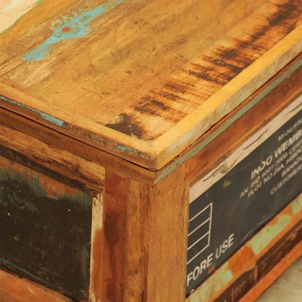 Coffee Table Vintage Brown Reclaimed Wood with Storage Compartment