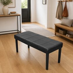 Warm Black Artificial Leather Storage Bench with Padded Seat