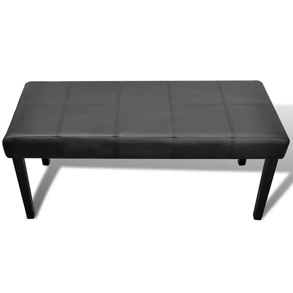 Black Artificial Leather Storage Bench Padded Seat Wood Frame Entryway Furniture