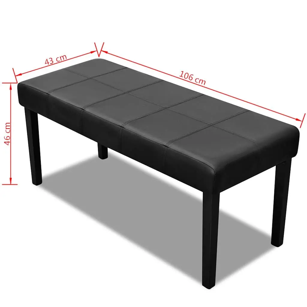 Black Artificial Leather Storage Bench Padded Seat Wood Frame Entryway Furniture
