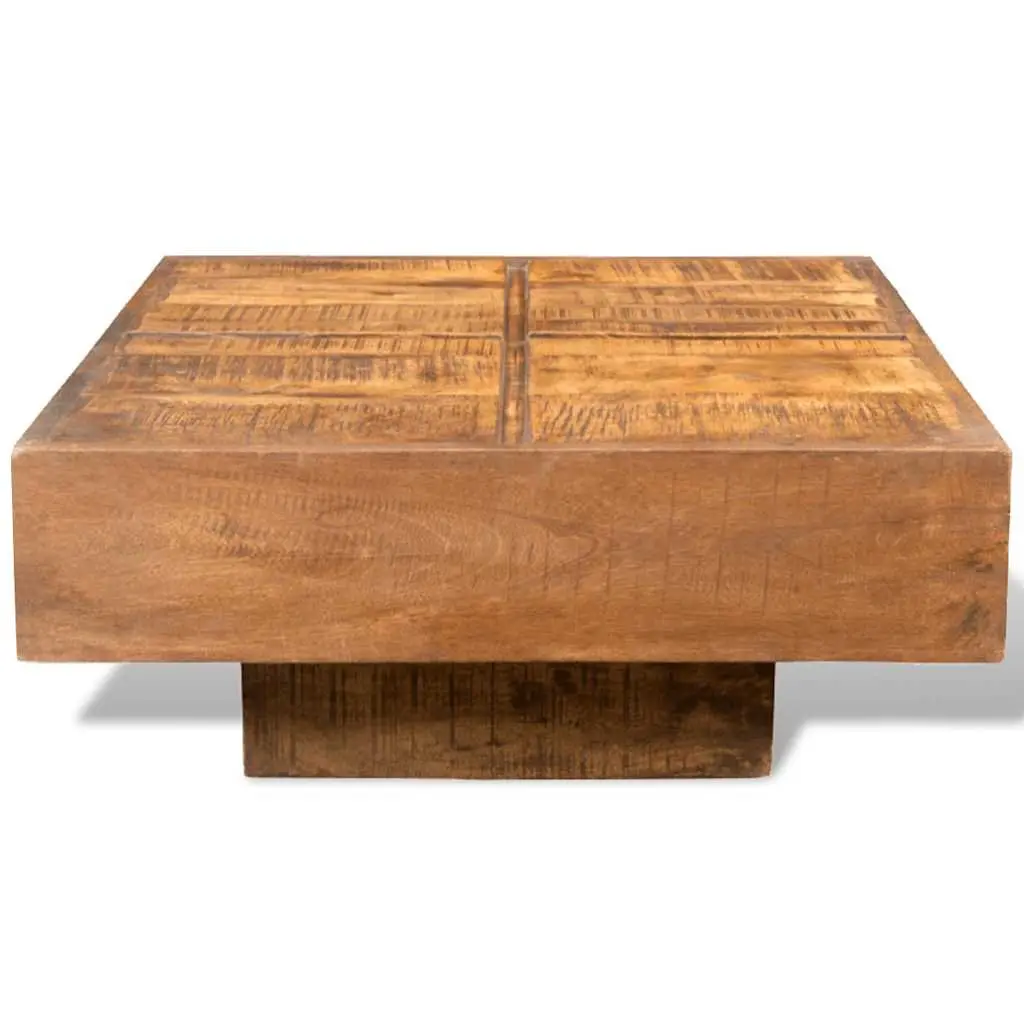 Square Coffee Table Antique Retro Style Brown Solid Mango Wood