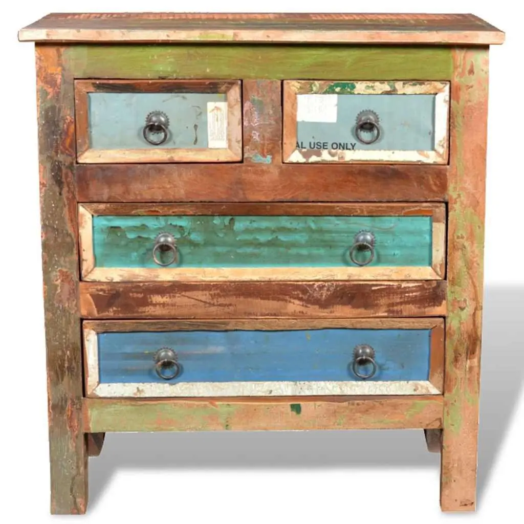 Chest of Drawers Reclaimed Wood Vintage Style 4 Drawer Brown Solid Wood Furniture