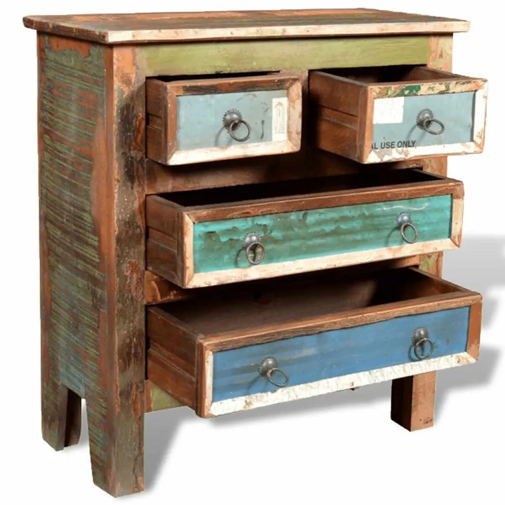 Chest of Drawers Reclaimed Wood Vintage Style 4 Drawer Brown Solid Wood Furniture