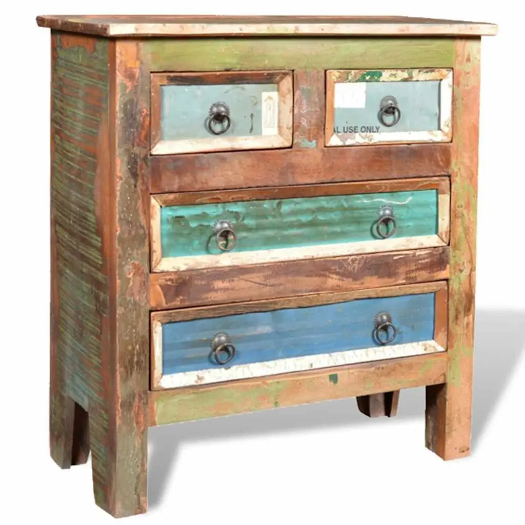 Chest of Drawers Reclaimed Wood Vintage Style 4 Drawer Brown Solid Wood Furniture