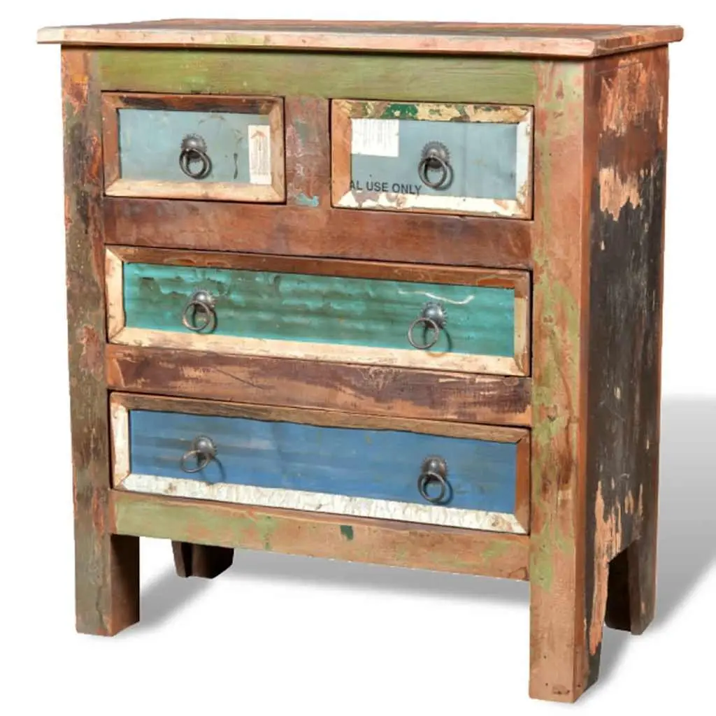 Chest of Drawers Reclaimed Wood Vintage Style 4 Drawer Brown Solid Wood Furniture