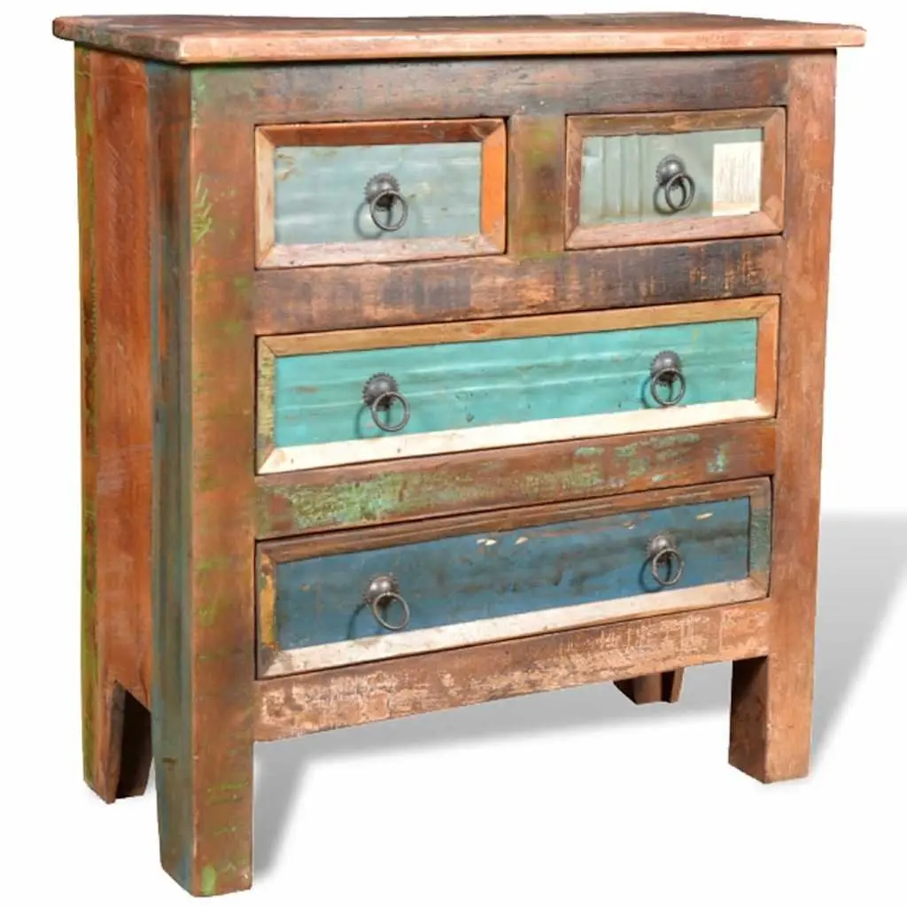 Chest of Drawers Reclaimed Wood Vintage Style 4 Drawer Brown Solid Wood Furniture