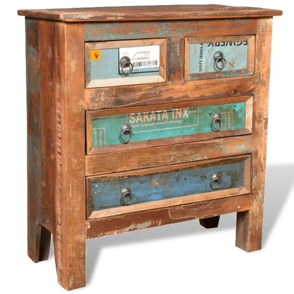 Chest of Drawers Reclaimed Wood Vintage Style 4 Drawer Brown Solid Wood Furniture