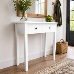 White Console Table with Two Drawers for Living Areas